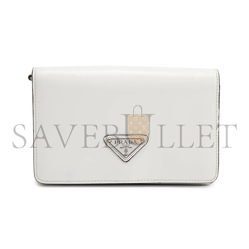 PRADA LOGO LEATHER WALLET ON CHAIN IN WHITE 1BD307 (19*10.5*3.5cm) 